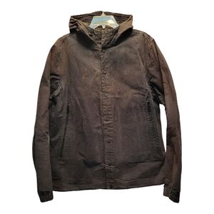 Welcome Stranger Men's Brown Hooded Waxed Shell Jacket - Size XL
